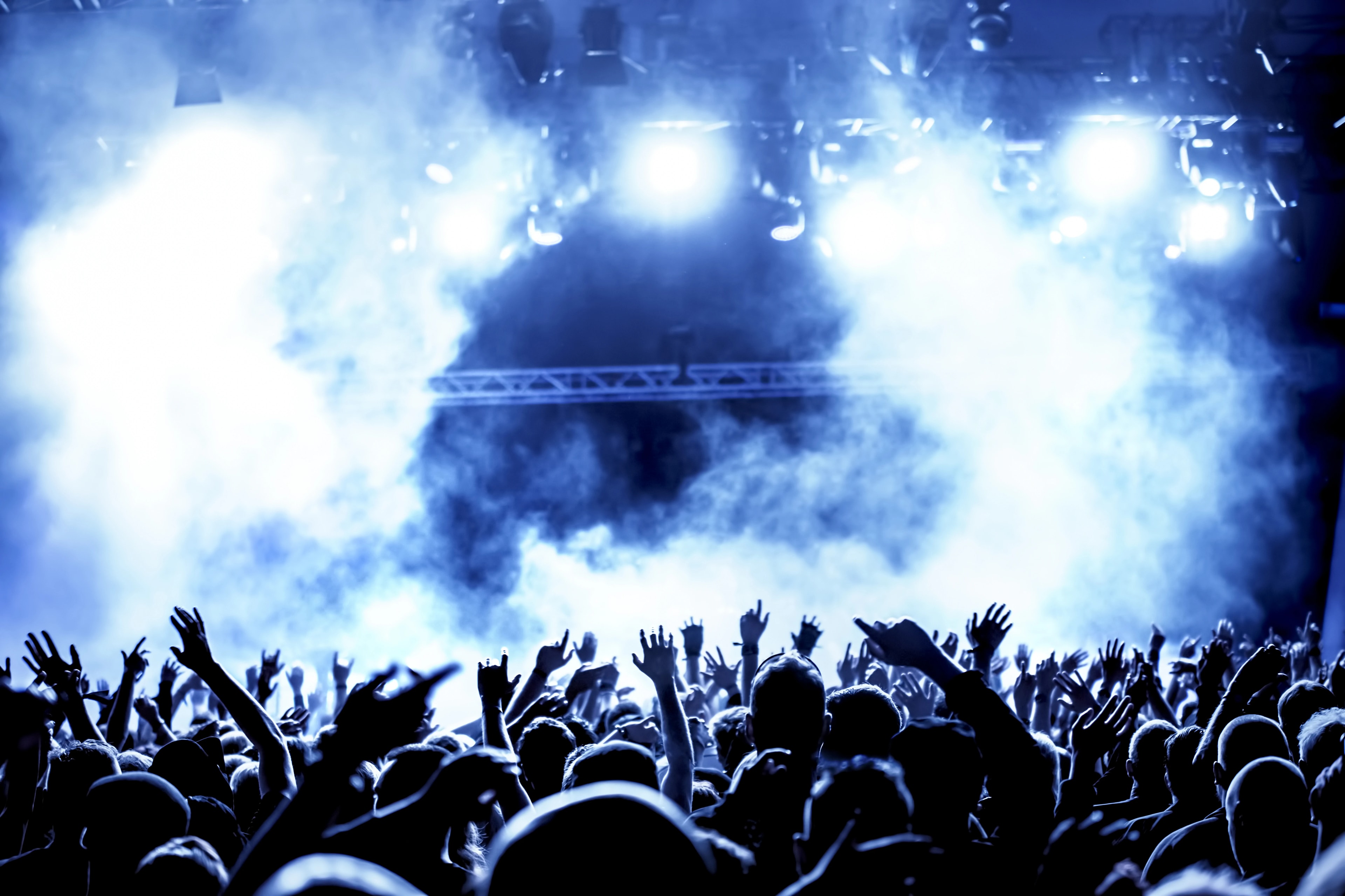 Crowd hyping up in a party night